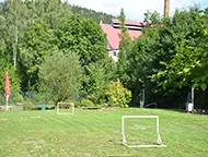Travnatý areál za hotelem ADLER pro hry